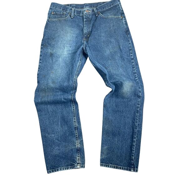 Wrangler Mens Regular Fit Jeans 34x30 Dark Wash Denim 100% Cotton Made In Mexico - Picture 2 of 10